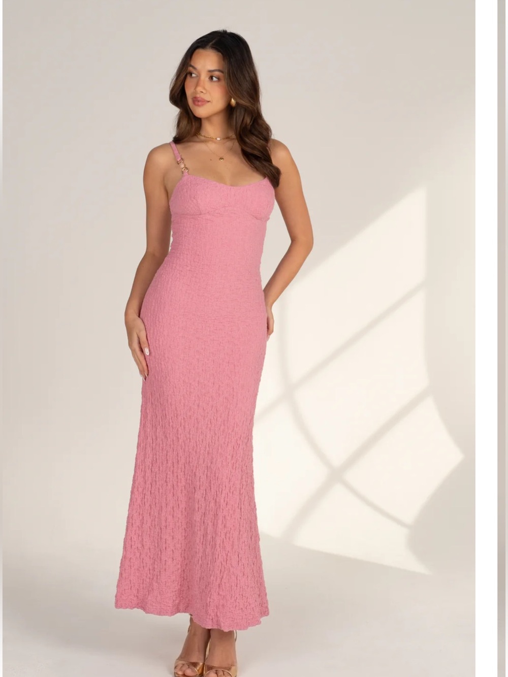 All About May Sapphire Pink Maxi Dress with Jeweled Straps Size 4 NWT
